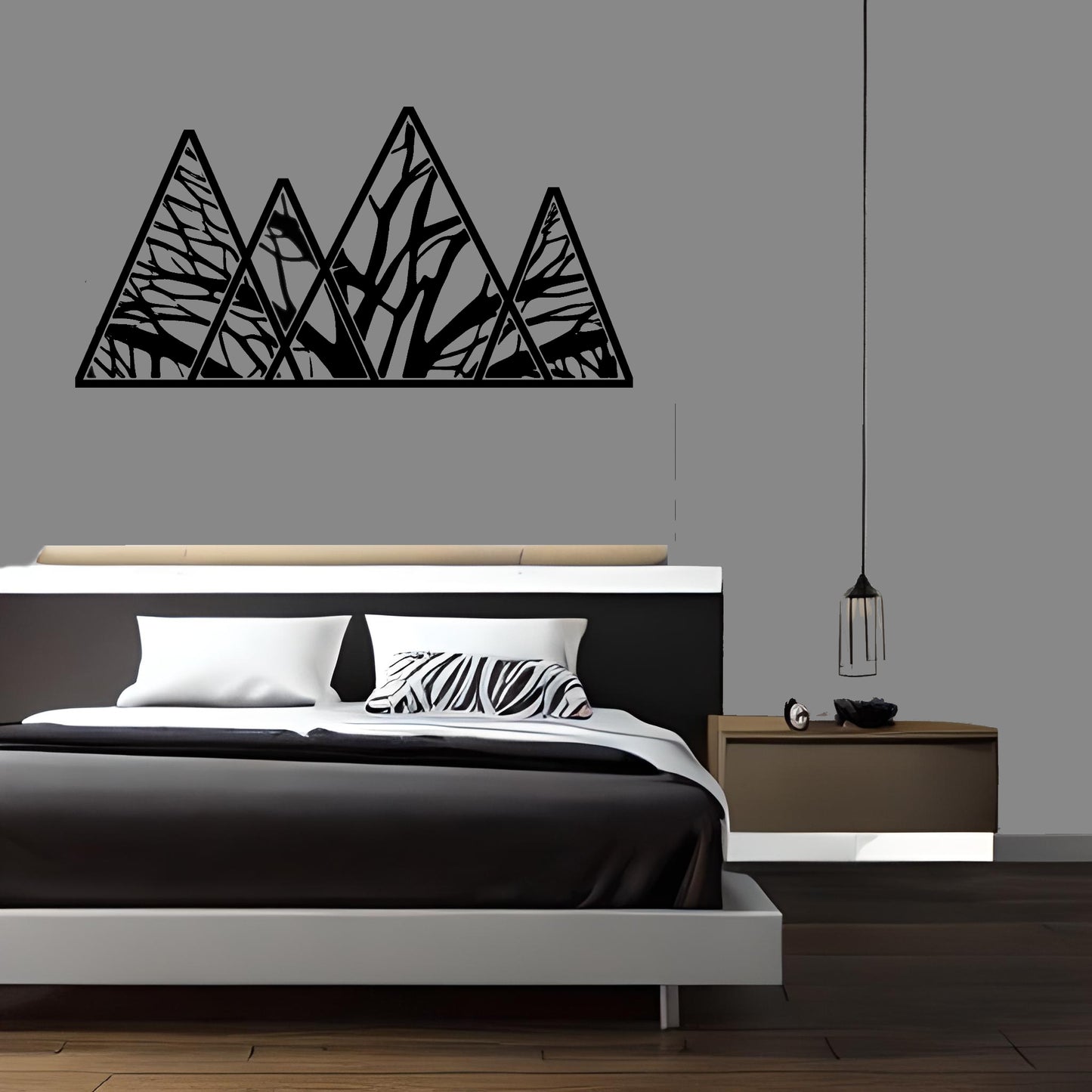 Mountain Range with Trees Large Size Removable Stickers for Living Room Home Décor Vinyl Wall Stickers and Art Murals - 9 Foot Max