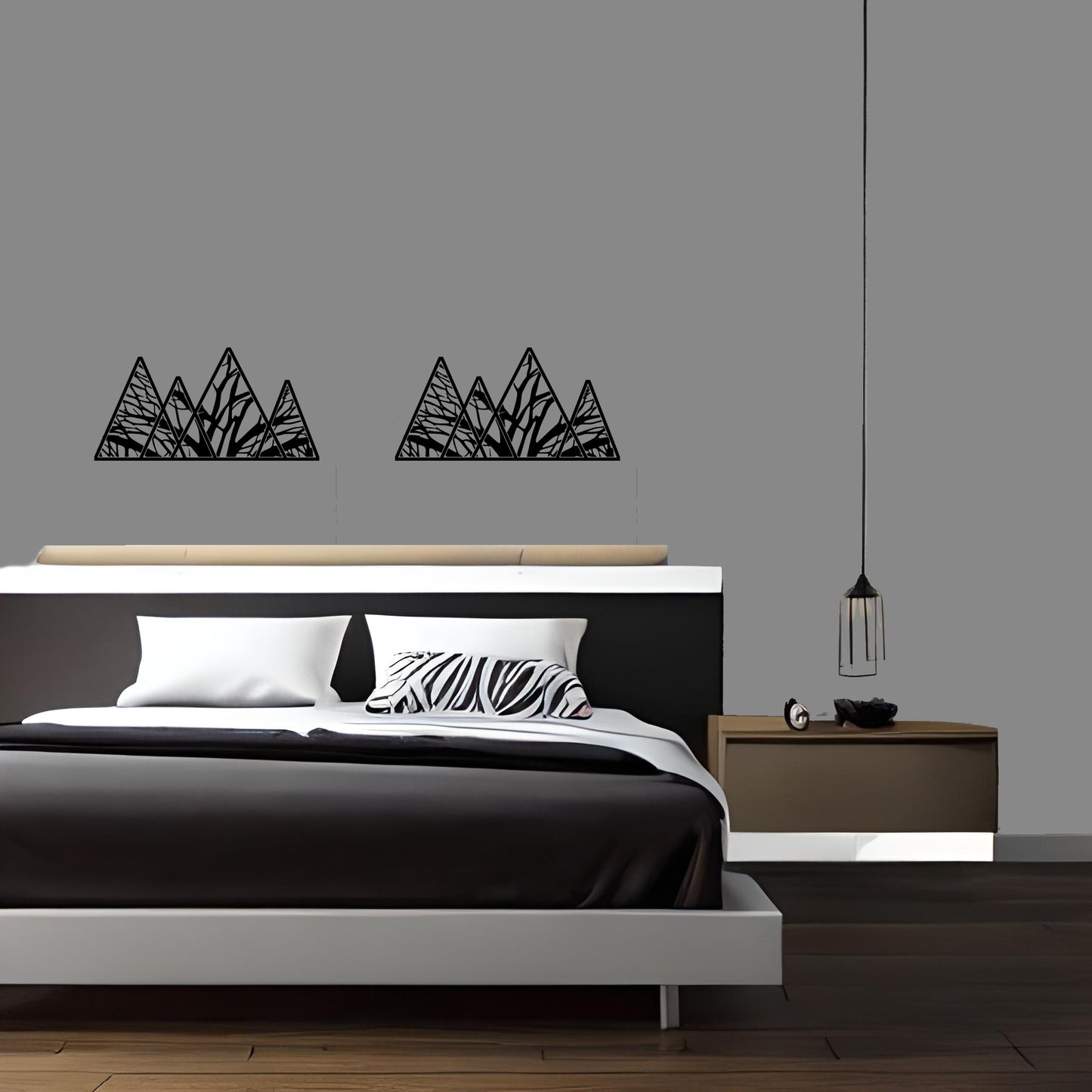 Mountain Range with Trees Large Size Removable Stickers for Living Room Home Décor Vinyl Wall Stickers and Art Murals - 9 Foot Max