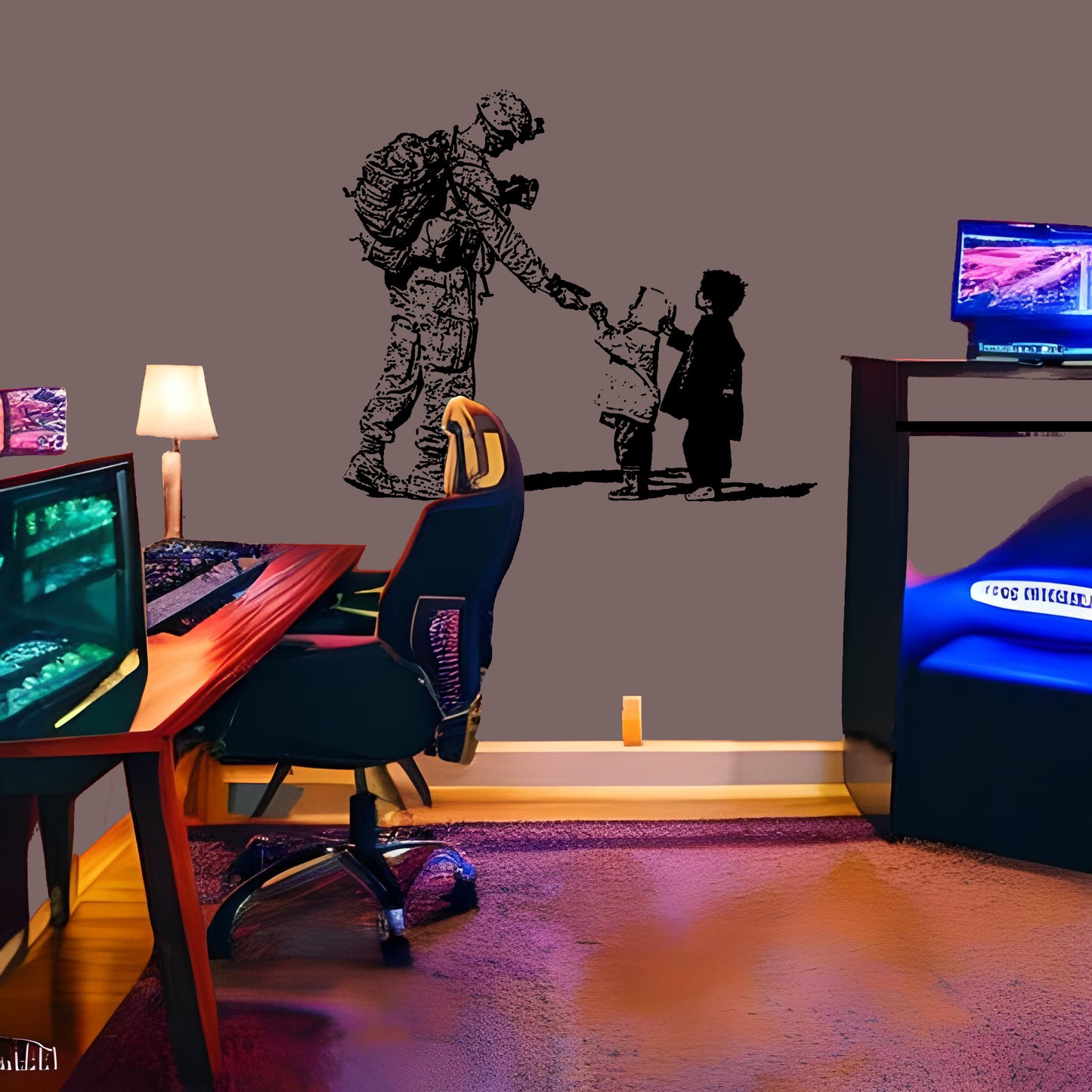 The Sympathetic Soldier Large Size Removable Stickers for Living Room Home Décor Vinyl Wall Stickers and Art Murals - 9 Foot Max