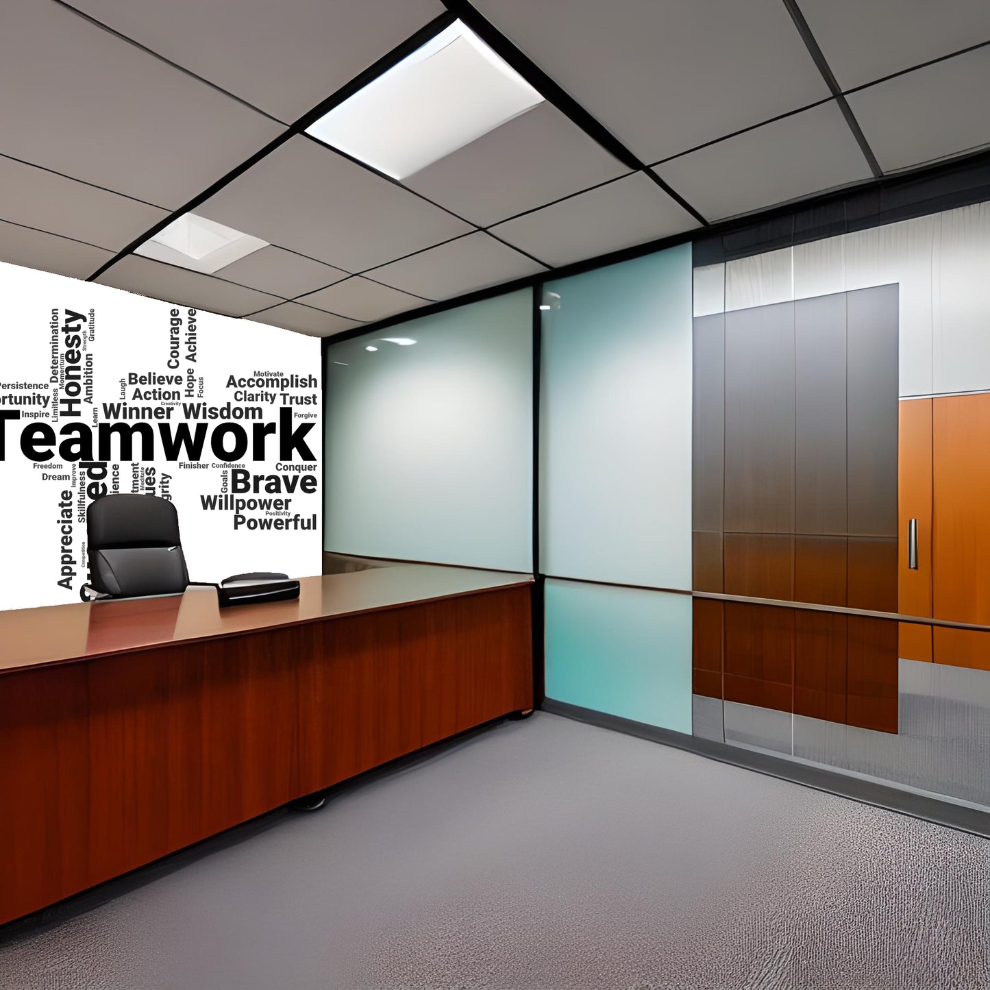 Teamwork Office Word Art Large Size Removable Stickers for Living Room Home Décor Vinyl Wall Stickers and Art Murals - 9 Foot Max