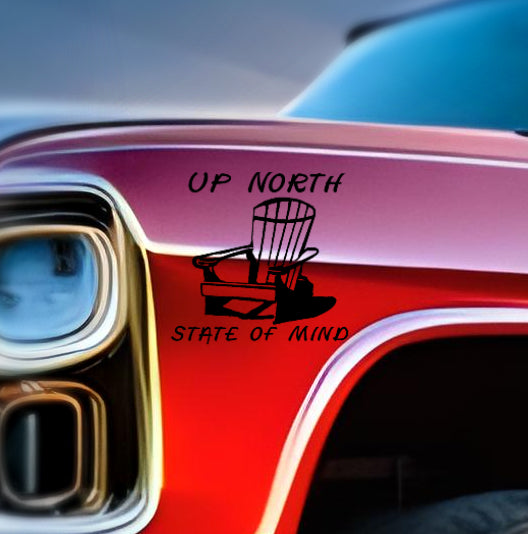 Up North State Of Mind Decal Badge - Car Stickers - Car Styling Vinyl Decal - Sizes up to 11 Inches