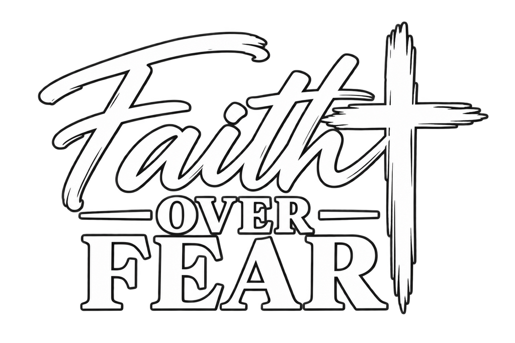 Faith Over Fear Christian vinyl decal design featuring cross and bold faith typography