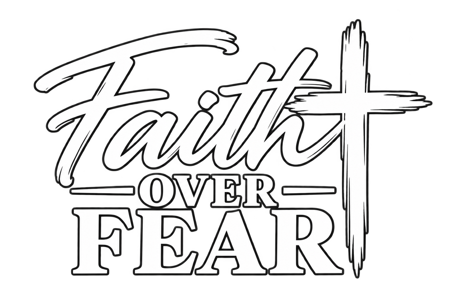 Faith Over Fear Christian vinyl decal design featuring cross and bold faith typography