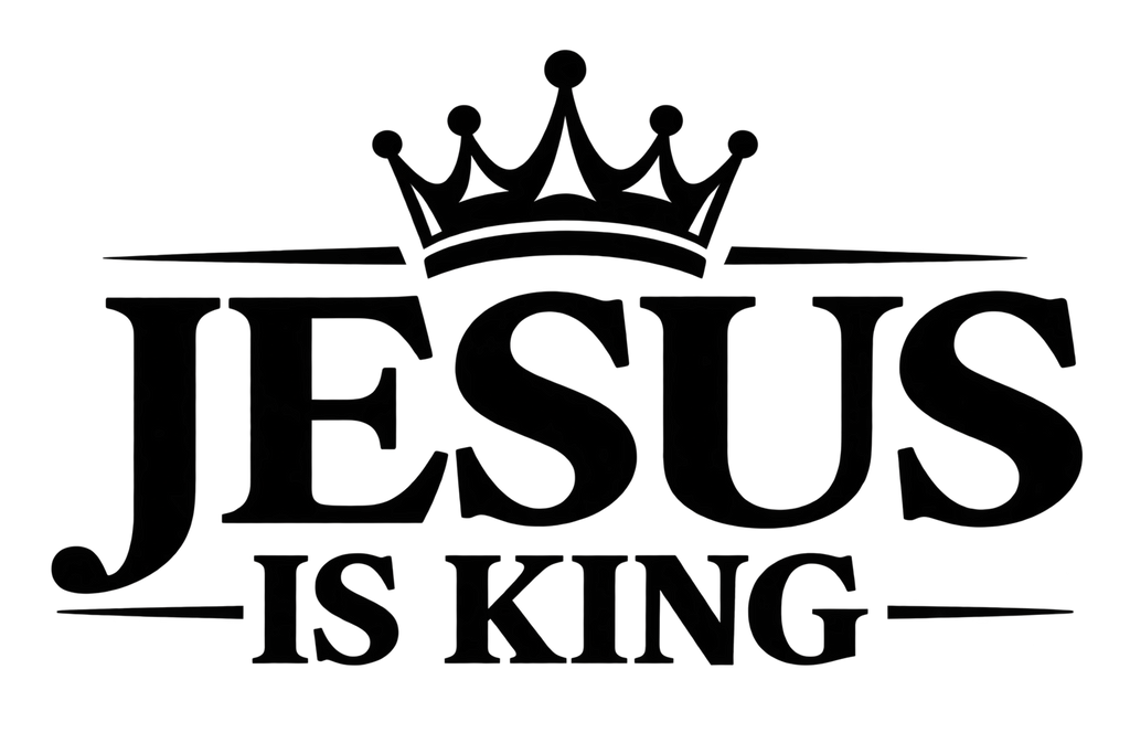 Jesus Is King Christian decal design with crown and bold typography