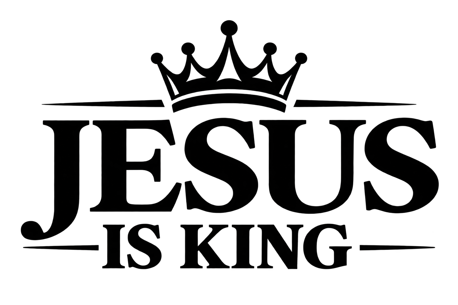Jesus Is King Christian decal design with crown and bold typography