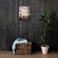 Joshua 1:9 Christian canvas wall art displayed on dark wood wall with Be Strong and Courageous design