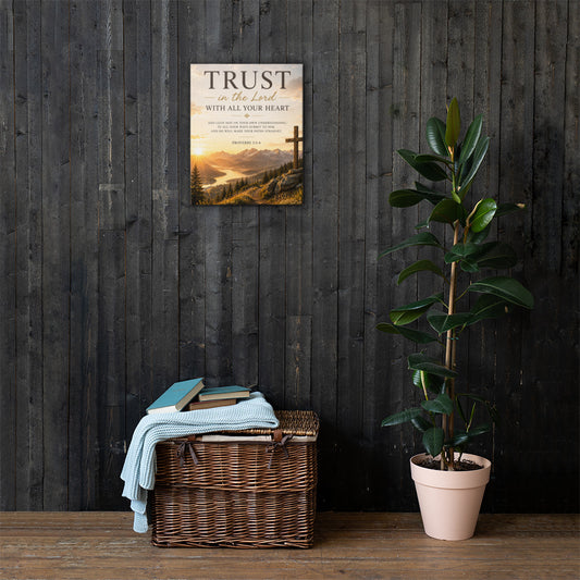 Proverbs 3:5–6 Christian canvas wall art featuring Trust in the Lord Scripture