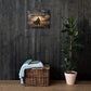 Romans 8:31 If God Is For Us Christian canvas wall art with warrior facing an army on dark wood wall