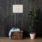 Be Still and Know Psalm 46:10 Christian canvas wall art displayed on dark wood wall