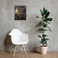 Through Christ Who Strengthens Me Christian wall art displayed large beside white chair and green plant