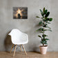 Christian courage wall art inspired by 2 Timothy 1:7 displayed beside white chair and plant