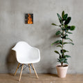 Elijah Mount Carmel Christian canvas displayed in neutral room with chair and plant