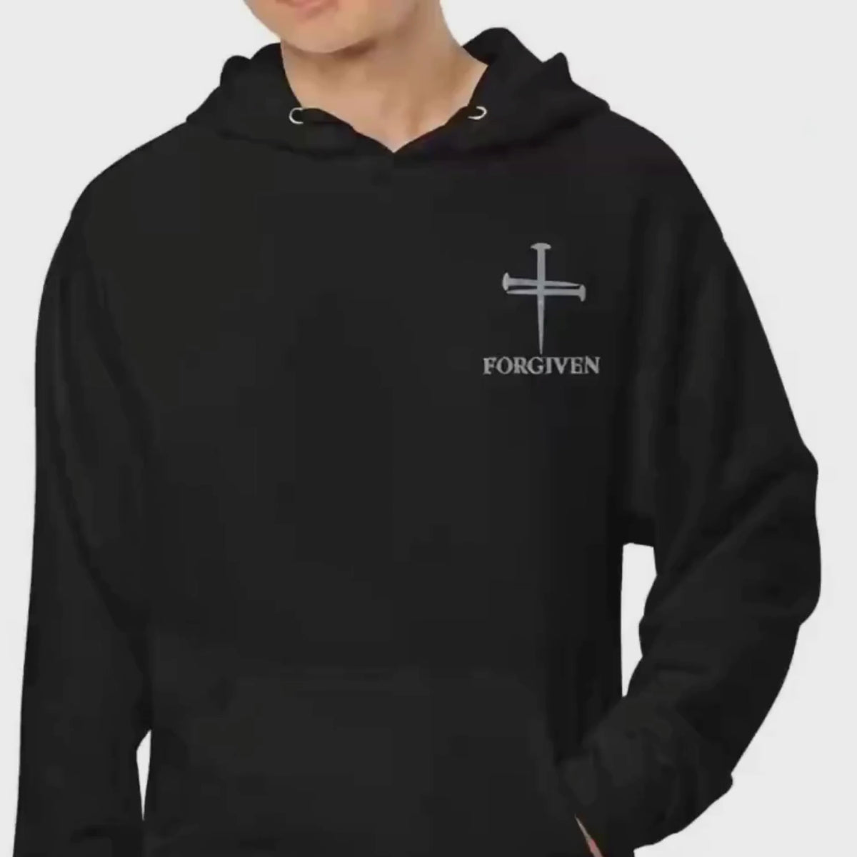 Forgiven Men's Christian Embroidered Hoodie – Three Nail Cross