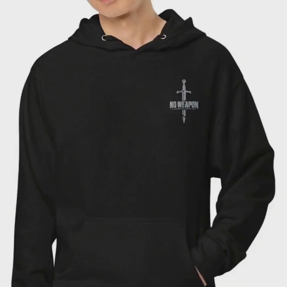 No Weapon Isaiah 54:17 Premium Embroidered Christian Hoodie