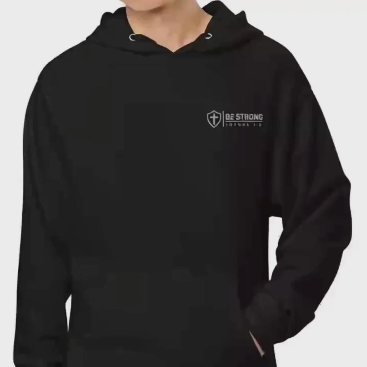 Be Strong Joshua 1:9 Premium Embroidered Christian Hoodie