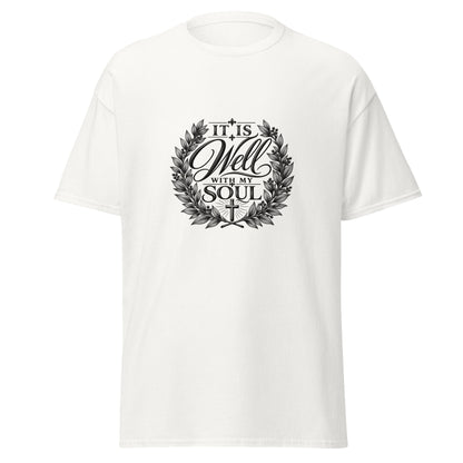 It Is Well With My Soul Christian t-shirt Psalm 46:10 botanical cross design