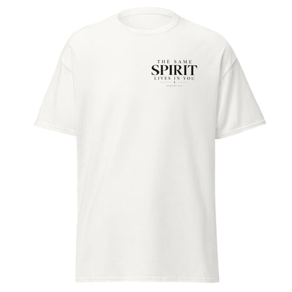 Romans 8:11 Christian t-shirt featuring The Same Spirit Lives In You design