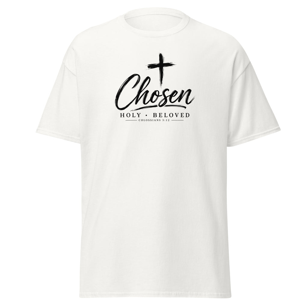Chosen Colossians 3:12 Christian t-shirt with minimalist cross design