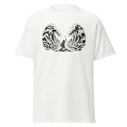 Moses Parting the Red Sea Christian t-shirt with minimalist biblical line artwork