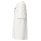 White Christian faith t-shirt right side view with minimalist front typography left side view