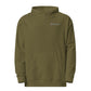 Military green Christian hoodie with minimalist Walk by Faith compass embroidery