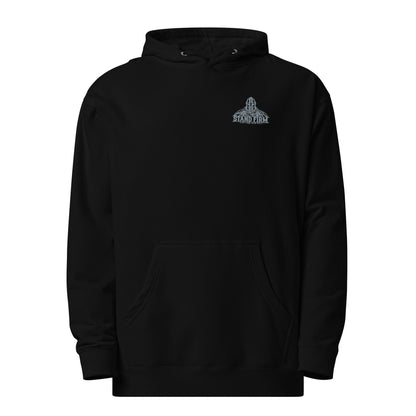 Stand Firm 1 Corinthians 16:13 Christian embroidered hoodie with knight design