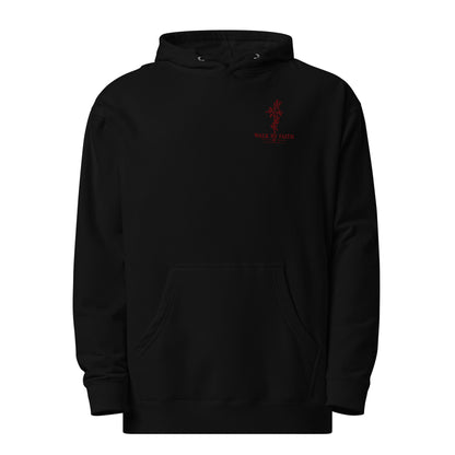 Black women's Walk by Faith Christian embroidered hoodie with botanical cross