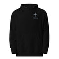 Forgiven men's Christian embroidered hoodie in black with three nail cross design