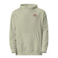 Dusty Sage women's Christian hoodie featuring Daughter of the King maroon crown embroidery