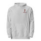Heather Grey women's Walk by Faith embroidered hoodie inspired by 2 Corinthians 5:7