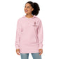 Women's Light Pink embroidered Christian hoodie featuring Walk by Faith 2 Corinthians 5:7