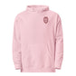 Light Pink women's embroidered Christian hoodie featuring Proverbs 31:25 Strength and Dignity design