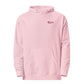 Light Pink women's embroidered Christian hoodie featuring He First Loved Us 1 John 4:19 design