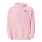Light Pink women's embroidered Christian hoodie featuring Daughter of the King crown design