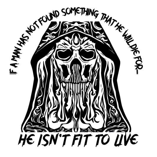Death - A Man Must Find Something to Die For T-Shirt Design Unisex - Sizes S-XXL