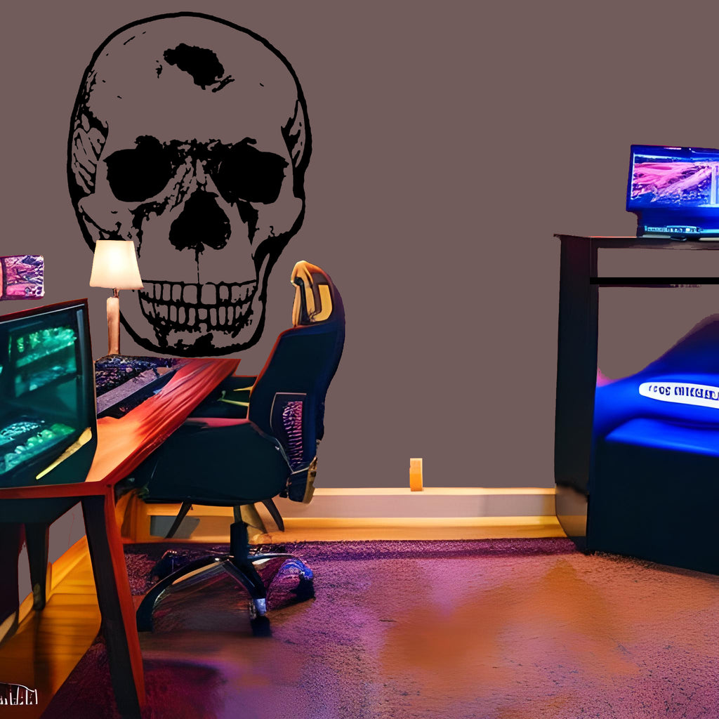Headshot Kill Skull Gamer Room Large Size Removable Stickers for Living Room Home Décor Vinyl Wall Stickers and Art Murals - 9 Foot Max