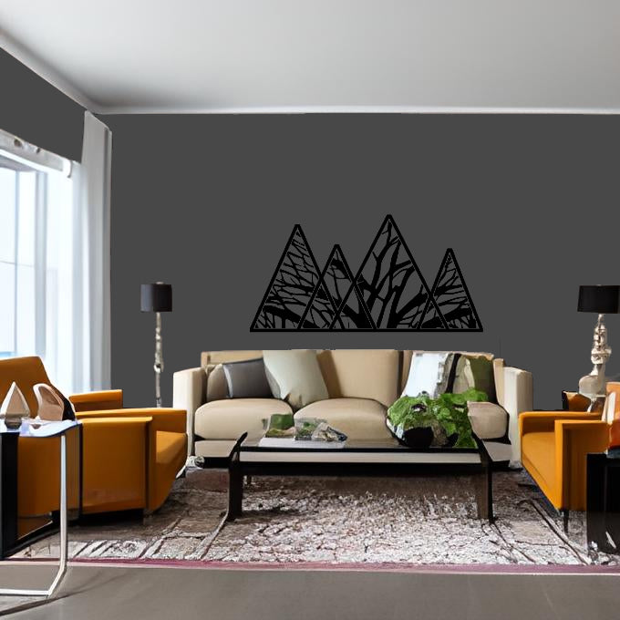 Mountain Range with Trees Large Size Removable Stickers for Living Room Home Décor Vinyl Wall Stickers and Art Murals - 9 Foot Max